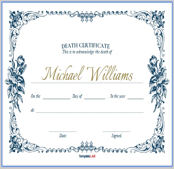 Certificate Of Death Format