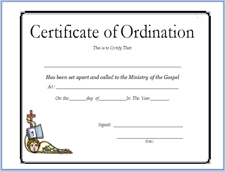 Church Ordination Certificate