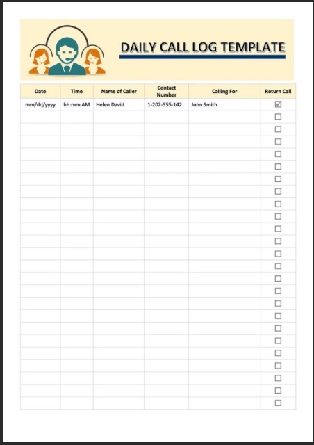 Daily Call Report Template