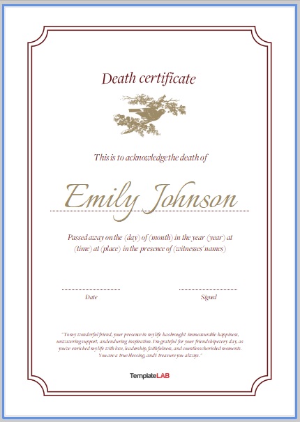 Death Certificate Template
