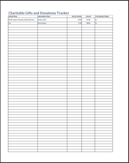 Gifts Tracking Template