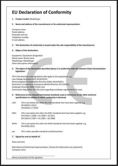 Legal Conformance Certificate