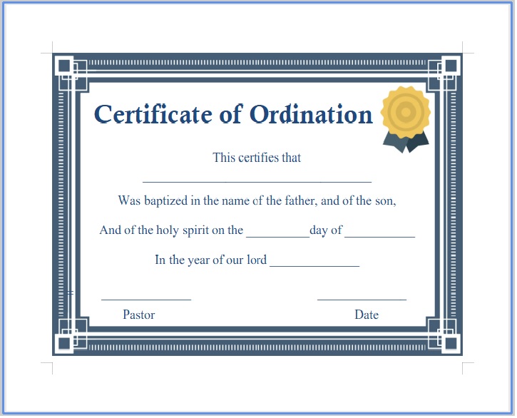 Legal Ordination Certificate