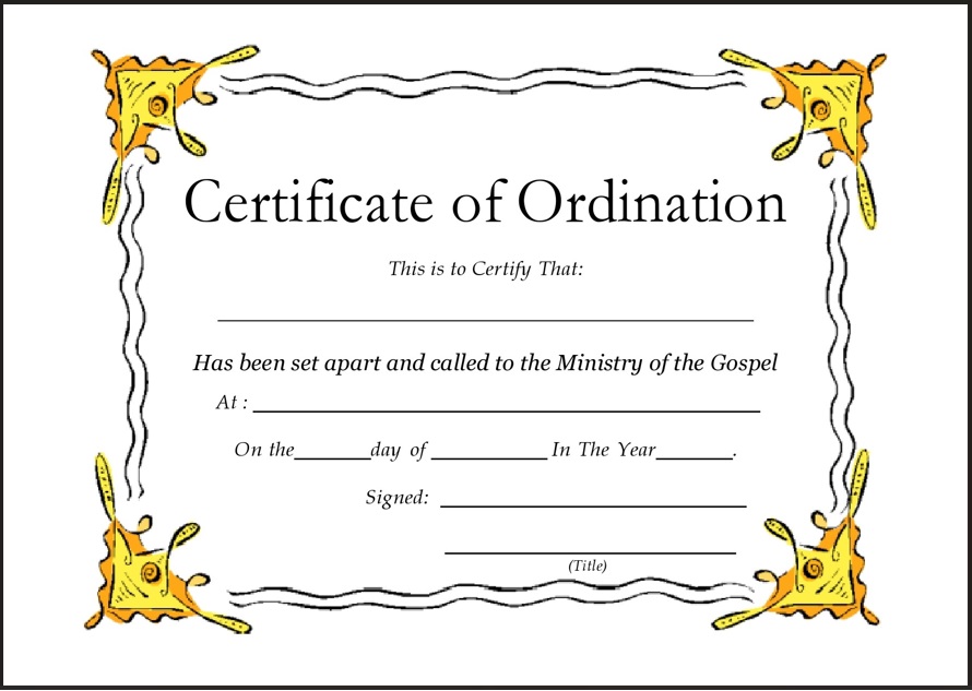 Minister Ordinate Certificate