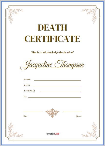 Official Death Certificate