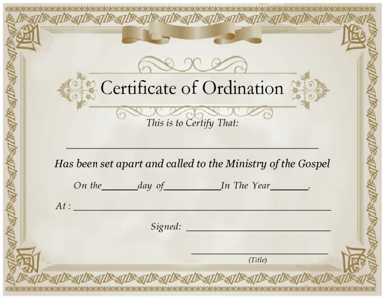 Ordination Certificate