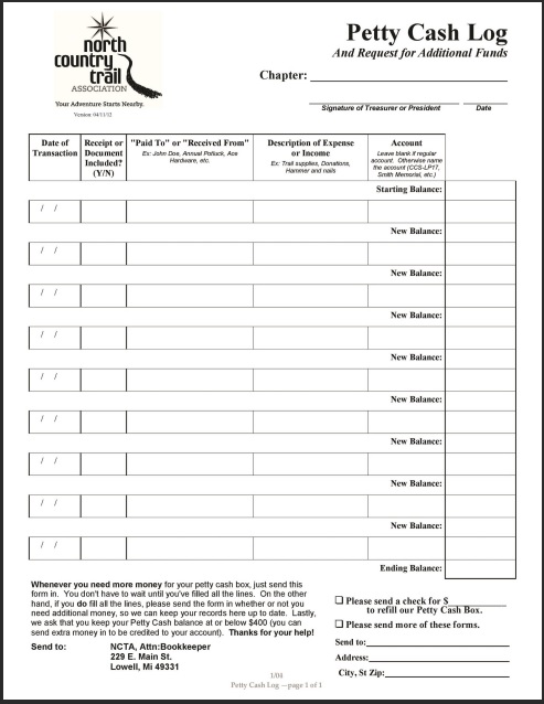 Petty Cash Log Template