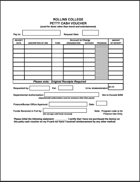 Petty Cash Voucher Template