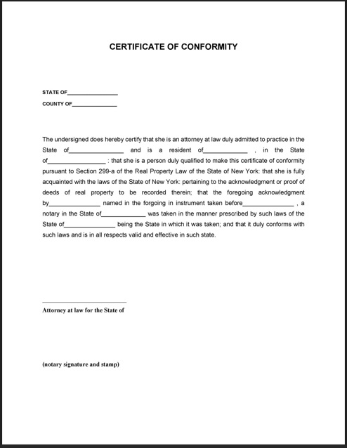 Product Certificate of Conformance