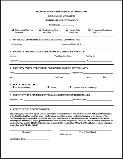 Quality Certificate of Conformance